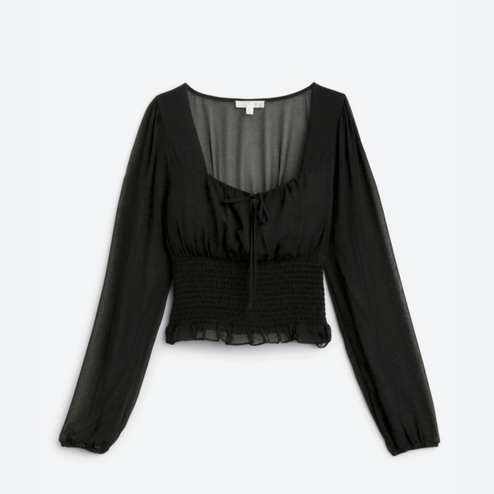 Willow sheer sleeve smocked blouse XS